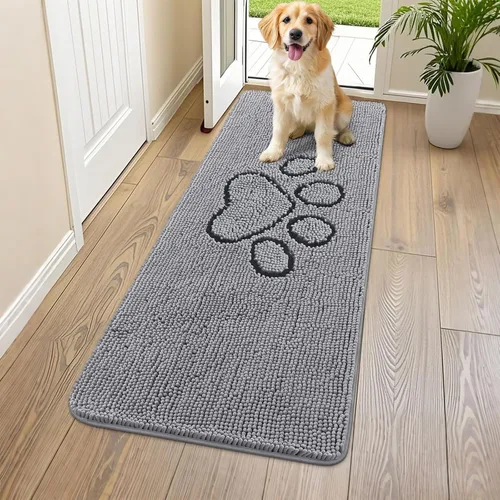 Vista 26 de Smiry Tapete para puerta de perro para patas fangosas, absorbente y Gris y negro