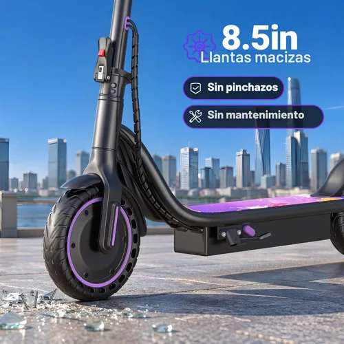 Vista 5 de Scooter eléctrico, scooter E de largo alcance de 21-35 mi para adultos Blakc-Púrpura