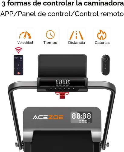 Vista 4 de Acezoe Walking Pad with 10% Incline & Dual LED Display,4 in 1 Foldable Treadmill for Home Small Office, Compact Under Desk Treadmill with Handle Gris