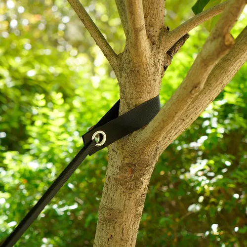 Vista 7 de Kits profesionales de estacas para árboles para 2 árboles, 6 correas de árbol de 15.7 pulgadas + cuerda fuerte de 65.6 pies para fijar plantas