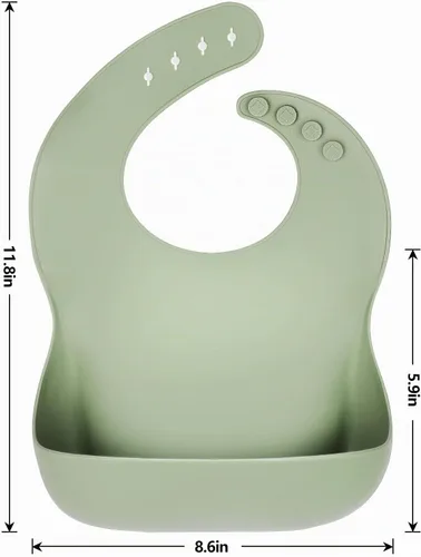 Vista 2 de Eascrozn Juego de 3 baberos de silicona para bebés y niños pequeños, sin BPA, suaves y ajustables impermeables para alimentos esenciales Azul