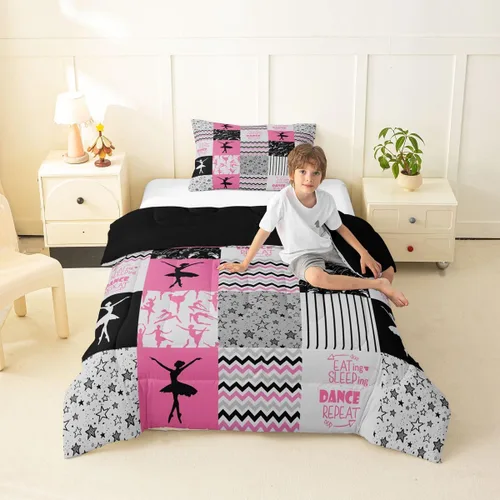 Vista 48 de Erosebridal Softball Comforter Set Patchwork Buffalo Plaid Twin Bedding Sets for Girls Kids Teens Child Galaxy Stars Ball Game Baseball Comforter