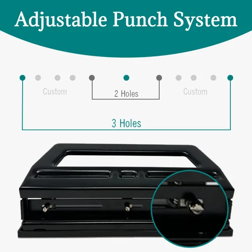 Vista 4 de EXTRIC Perforadora de 3 agujeros para trabajo pesado 30 hojas de capacidad perforadora 3 anillos Perforadora de agujeros de metal resistente
