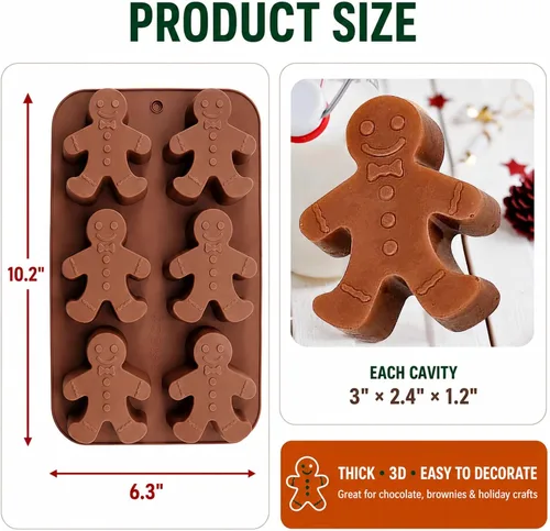 Vista 3 de Molde de silicona para hornear, molde de chocolate para hombre de jengibre, molde de jabón para bricolaje
