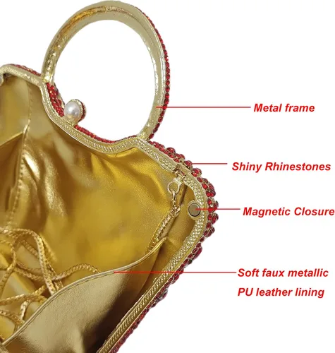 Vista 4 de HUANG ZHUANG Elegante cesta de cristal embrague mujeres Rhinestone bolso de noche boda fiesta formal banquete monederos bolso
