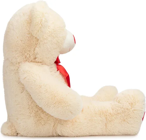 Vista 7 de HollyHOME Oso de Peluche Grande Animal de Peluche Oso Grande de Felpa con Corazón Rojo para Novia y Niños Juguete de Regalo de Vacaciones 36 Beige