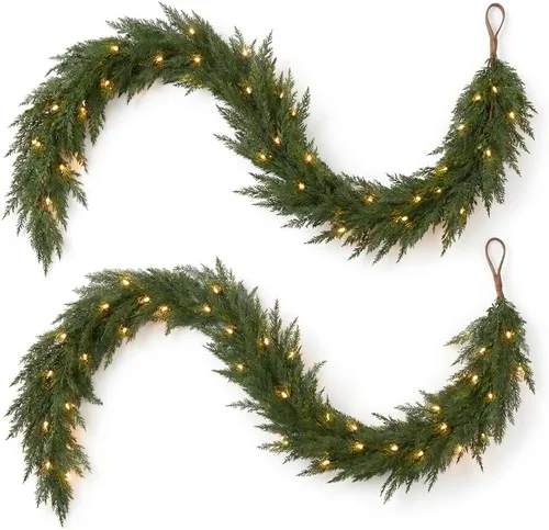 Vista 9 de Valery Madelyn 6ft Artificial Norfolk Pine Halloween Garland for Mantle Black