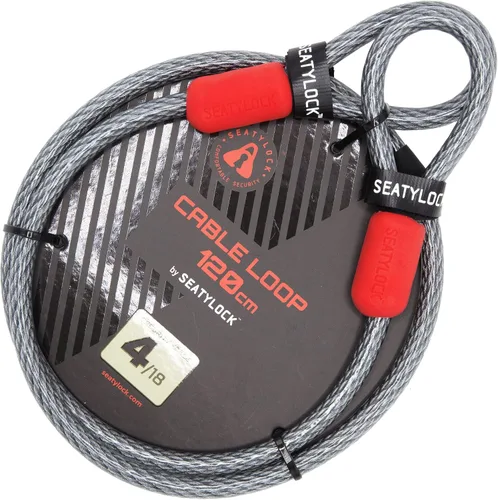 Vista 5 de SeatyLock Candado de cable para bicicleta, cable de acero trenzado triple antirrobo con bucles para seguridad de bicicleta, ajuste universal, cables