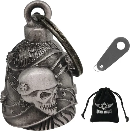 Vista 27 de Dream Apparel Campanas de motocicleta para motociclistas, accesorios de campanas pesadas y llavero para la suerte