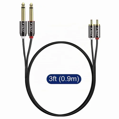 Vista 9 de J&D Cable de 1/4 a RCA, Carcasa de Cobre Chapado en Oro de Servicio Pesado 2X6.35mm TS a RCA Dual Cable de Interconexión de Audio Estéreo