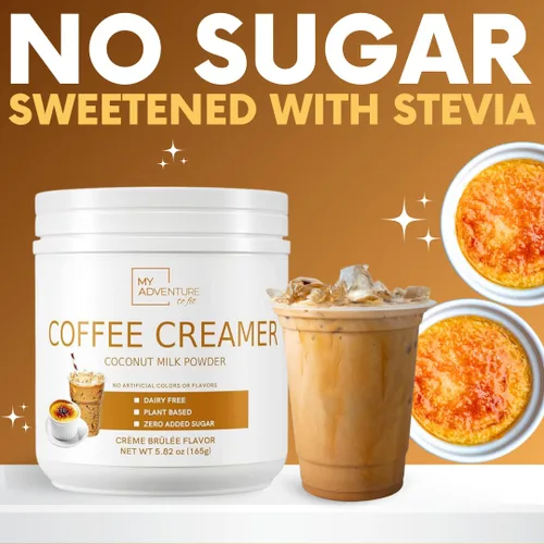 Vista 8 de Crema de café en polvo sin lácteos, crema en polvo sin azúcar para café caliente o helado, crema keto para mujeres y hombres, crema de coco baja