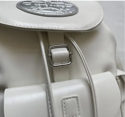 Vista 6 de Linda mochila estética bolsa de hombro - Mochila Kawaii Mini Mochila Daypack Coquette Harajuku Cutecore Bookbag Monedero, Beige, Mediana, Linda