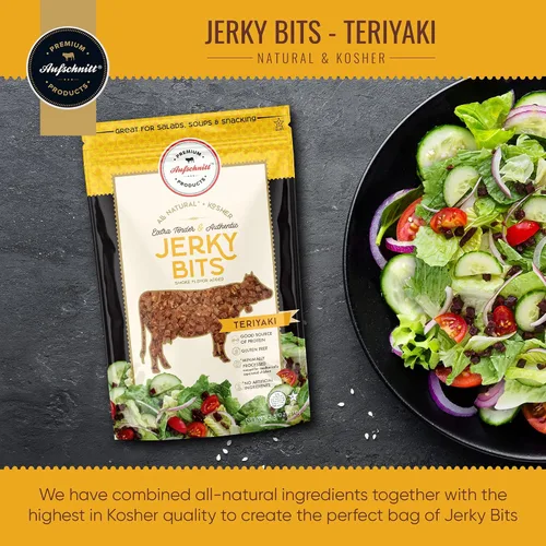 Vista 3 de Aufschnitt Jerky Bits - Bocadillos saludables hechos de carne de res y pollo, con alto contenido de proteínas, kosher y apto para dieta cetogénica
