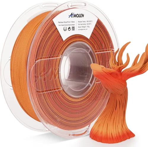 Vista 11 de AMOLEN - Filamento para impresora 3D de PLA de madera de bambú, filamento de PLA de 1.75mm con 15% de fibra de bambú real, 1kg/2.2lb con 15%