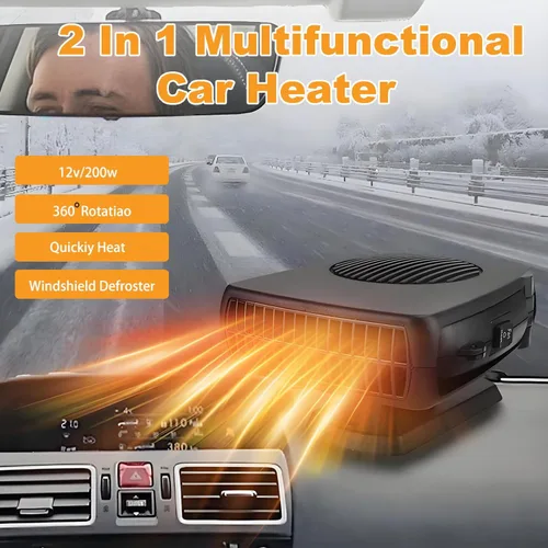 Vista 2 de Calentadores de automóvil para vehículo, descongelador de parabrisas portátil de 200 W, calentador de automóvil de 12 V que se conecta al encendedor