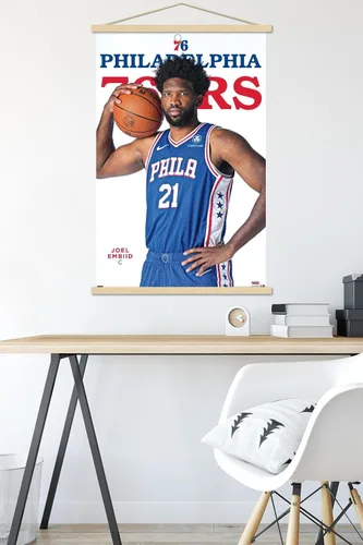 Vista 5 de Trends International NBA Philadelphia 76ers - Póster de pared Joel Embiid Feature Series 23, 22.37 x 34.00 pulgadas, paquete de impresión premium