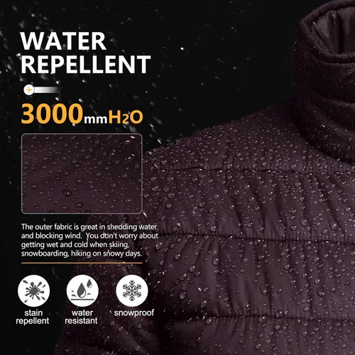 Vista 6 de Outdoor Ventures Women's Packable Full-Zip Short Puffer Jacket Insulated Quilted Warm Lightweight Winter Coat