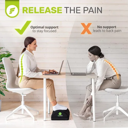 Vista 8 de ErgoFoam Reposapiés para debajo del escritorio de trabajo - Aprobado por quiroprácticos 2en1 ajustable Premium Reposapiés debajo del escritorio
