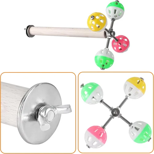 Vista 3 de Teniinet Juguete de perca de pie con bolas giratorias para pájaros, 1 Para pájaros, periquitos, periquitos, cacatúas, loros, periquitos, conures