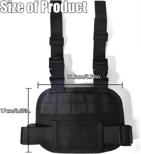 Vista 2 de MOLLE - Paquete táctico de pierna – Bolsa de muslo compacta negra con correas ajustables y hebillas de liberación rápida para cinturón de servicio