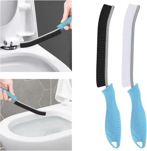 Vista 19 de Cepillo de inodoro, 2 piezas de cepillo de limpieza de baño, cepillo para fregar huecos con orificio para colgar, cepillo multifuncional de limpieza