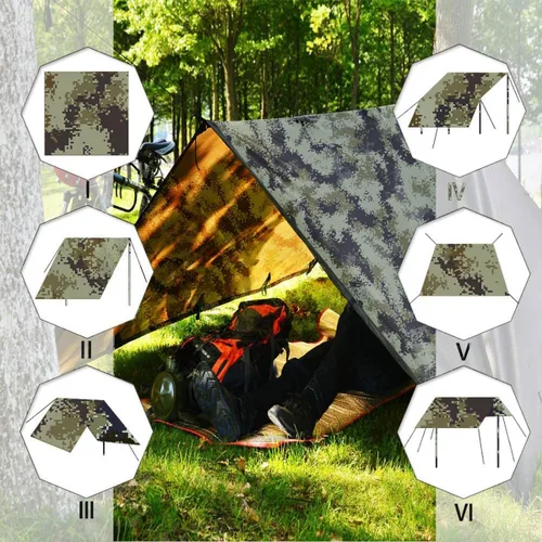 Vista 5 de KALINCO Lona de Tienda de Campaña, Lona de Picnic para Camping, Hamaca de Lona de Tienda de Campamento, Lona Impermeable de PU, Lona de Refugio