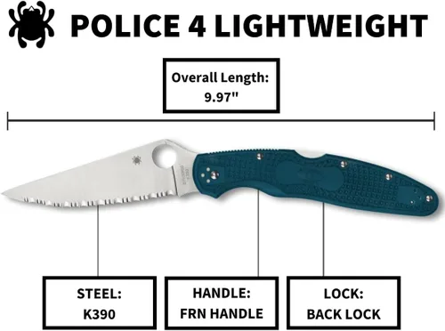 Vista 5 de Spyderco C07FS4K390 Policía 4 Ligero K390
