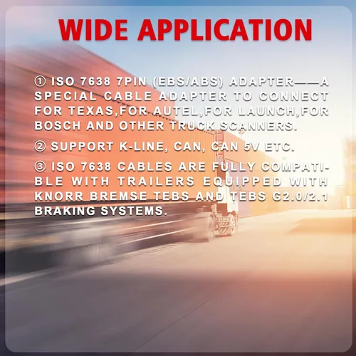 Vista 5 de ISO 7638 7pin (EBS/ABS) Adaptador, remolque y cable de diagnóstico de camión para conectar para diagnóstico de remolque Autocom, para Texas