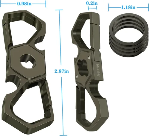 Vista 2 de Idakekiy Llavero de coche resistente con clip de doble abrebotellas con 4 llaveros para hombres o mujeres
