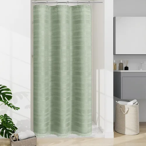 Vista 26 de Cortina de Ducha Pequeña para Cabina Estilo Boho Granja con Borla, Conjunto de Cortina de Ducha de Baño de Lino Bohemio Francés Rústico Elegante