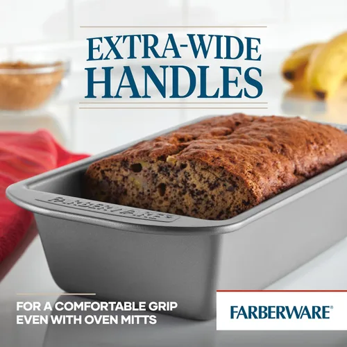 Vista 5 de Farberware Utensilios para hornear antiadherente de 9 pulgadas x 5 pulgadas molde para pan, gris