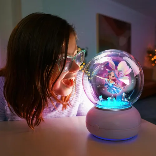 Vista 2 de Imagix Pantalla holográfica interactiva de bola de cristal para niños a partir de 6 años Voice-play with Ellie & Ember: stories, riddles