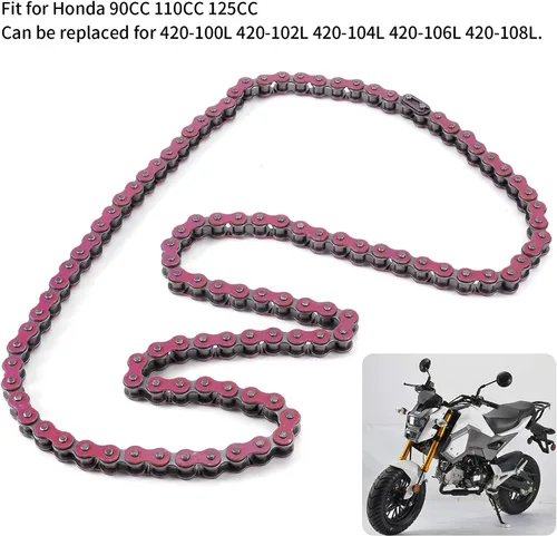 Vista 3 de Cadena de transmisión, cadena de eslabones de repuesto de repuesto para 420‑106L motocicleta ATV (marrón)