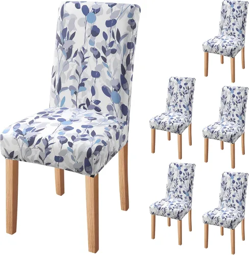 Vista 31 de Fuloon Paquete de 4 Fundas Protectoras para Asientos de Sillas de Comedor Super Ajustadas Elásticas Extraíbles Lavables Cortas para Hotel, Comedor