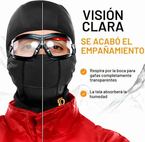 Vista 5 de GearTOP Máscara de esquí y pasamontañas para hombres y mujeres, cubierta facial cálida para esquí, snowboard, motocicleta Negro
