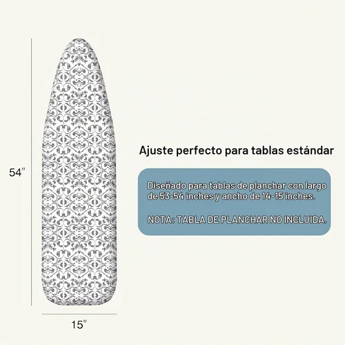 Vista 2 de UniSimp - Funda y almohadilla para tabla de planchar de 15 x 54 pulgadas Ceniza