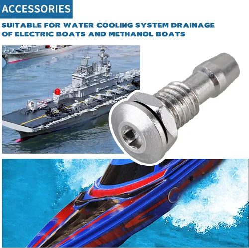 Vista 6 de Mxfans Válvula de agua de boquilla de salida 4X M6 Silver para RC Boat DIY Conexión