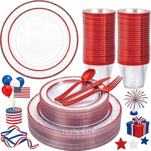 Vista 12 de Ciaell 150 platos de plástico azul y plateado – El plato desechable azul incluye 50 platos, 25 cuchillos, 25 tenedores, 25 cucharas, 25 tazas