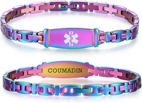 Vista 50 de LinnaLove Lady Medical Alert - Pulseras médicas de acero inoxidable para mujer, 7.5 pulgadas