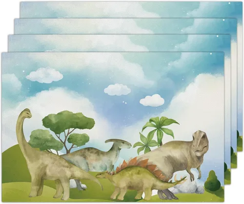 Vista 6 de Juego de 4 manteles individuales del alfabeto de animales para mesa de comedor, manteles individuales antideslizantes resistentes al calor, manteles