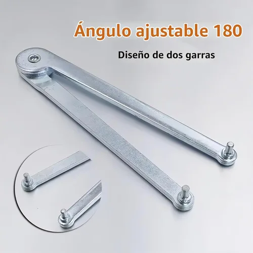 Vista 8 de Llave de amoladora angular ajustable universal, herramienta de tuerca de Plateado