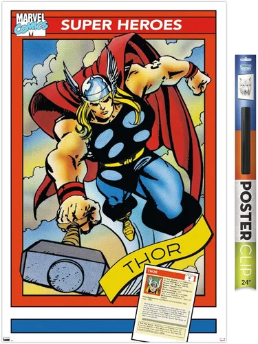 Vista 16 de Trends International Marvel Trading Cards - Póster de pared de Thor, 22.375 x 34 pulgadas, versión premium sin marco