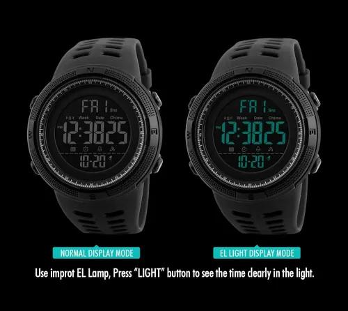 Vista 4 de Tonnier - Reloj deportivo para hombre, multifuncional, digital, pantalla LED, militar, doble hora, luz trasera, cronómetro e impermeable con correa