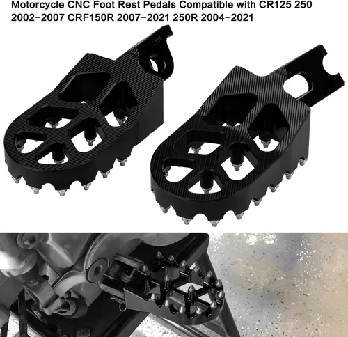 Vista 7 de LKV Estriberas CNC para motocicleta, pedal de descanso compatible con Honda CR125 CR250 CRF150R CRF250L CRF250R CRF250R CRF250X CRF300L CRF450R Negro