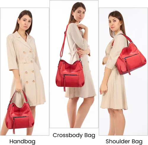 Vista 2 de Realer Hobo - Bolsos para carteras para mujer, bandolera grande con borla.