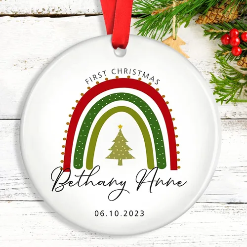 Vista 5 de Adornos de Navidad personalizados para camión volquete, adorno personalizado para bebé, adornos para árbol de Navidad para niños, adornos de camión