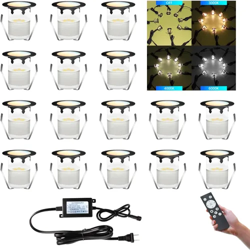 Vista 8 de Luces LED para terraza al aire libre con fotocélula blanca cálida Φ1.18 pulgadas, bajo voltaje, 12 V CC, IP67, impermeable, eléctrica, con cable