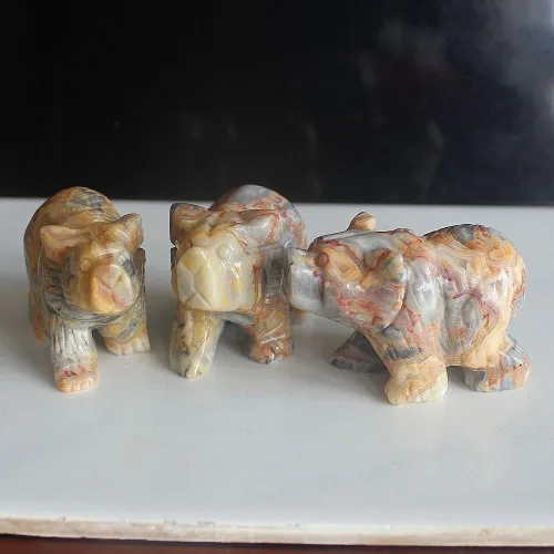 Vista 6 de Figura de oso de cristal tallada a mano de 2 '' talla de animal (ágata de encaje loco 2)