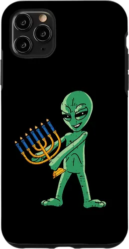 Vista 11 de Funda para iPhone 14 Alien Menorah Hanukkah Star Of David Janukah Jewish Holiday Case