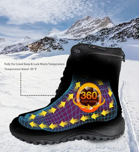 Vista 3 de ROCKMARK - Botas de nieve para invierno, cálidas, a media pantorrilla, impermeables, duraderas, antideslizantes, para aire libre, escalar